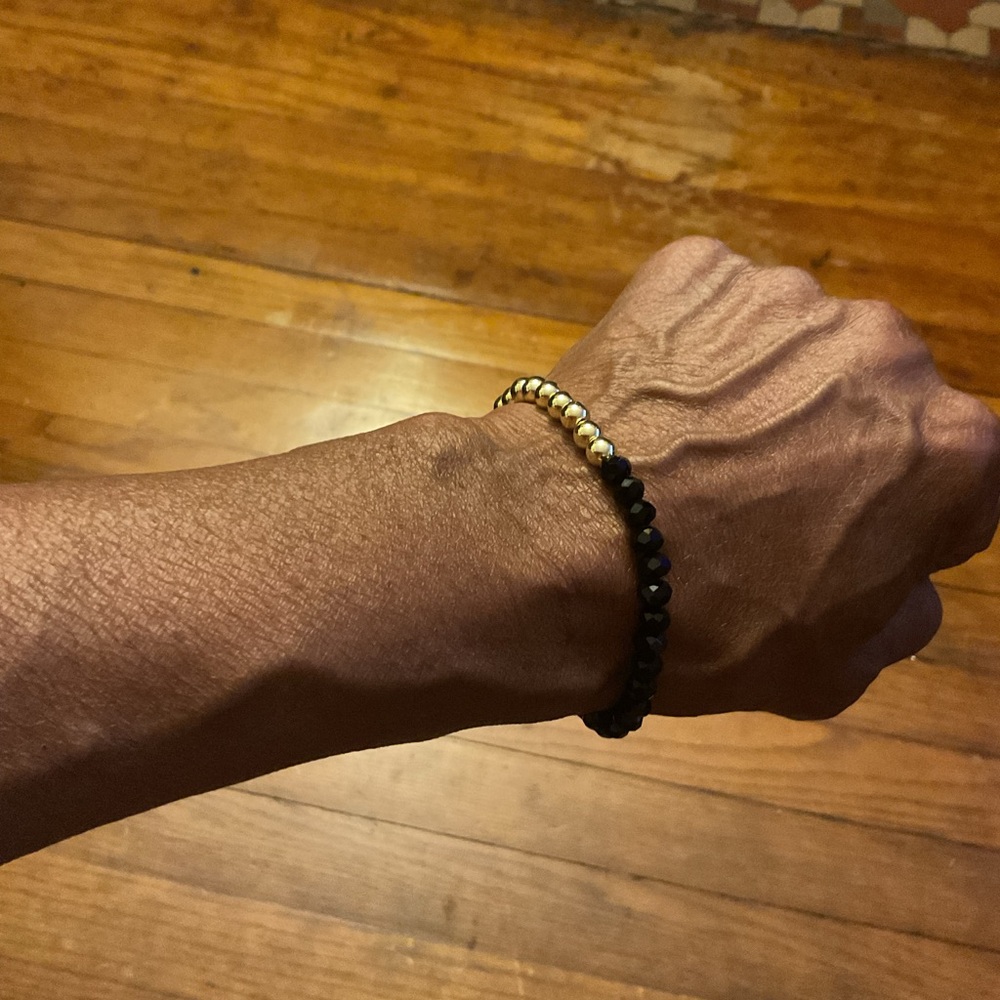 Men’s Black Crystal N Gold Bracelet 🖤💛